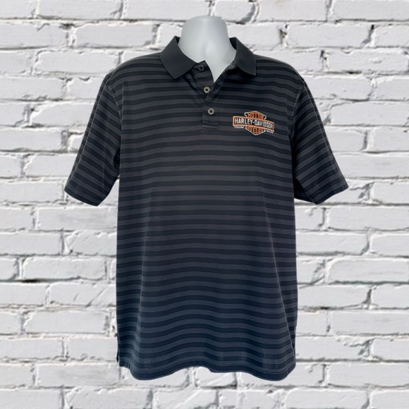Harley-Davidson Striped Polo Shirt Men’s Large | Iowa Dealership | Biker Style - Picture 10 of 13